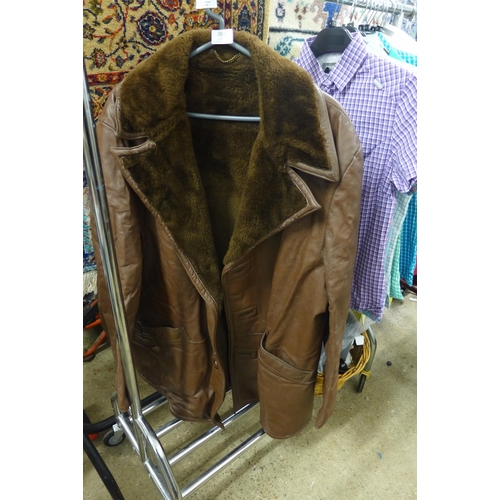 2453 - A 1970's men's Borg real leather coat