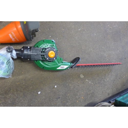 2469 - Multi angle hedge trimmer - W and Flymo mini strimmer