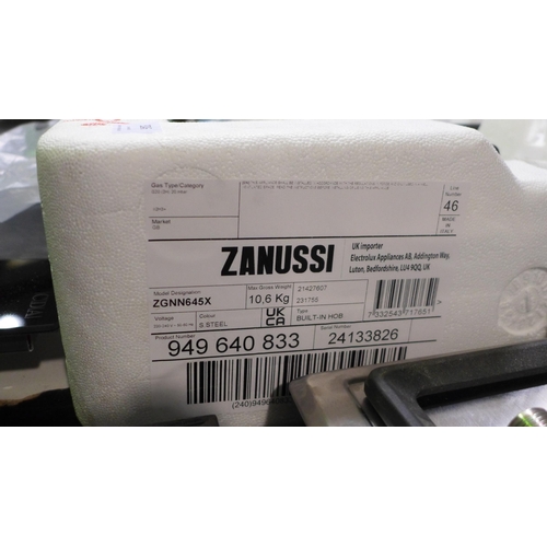 3046 - Zanussi Easy Cook Gas 4 Zone Hob (H40xW595xD510) - model no.:- ZGNN645X, original RRP £165.83 inc. V... 