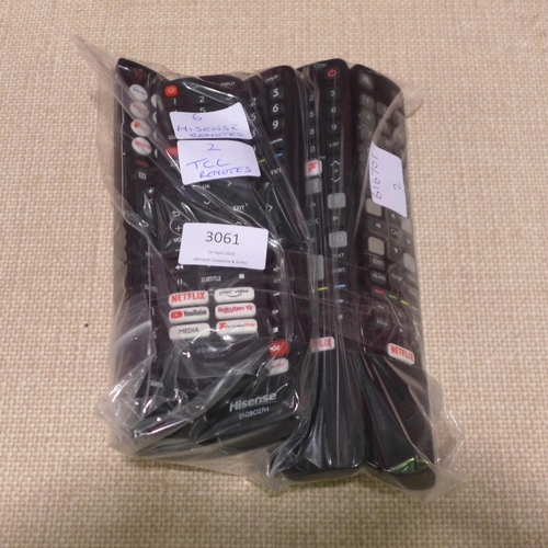 3061 - 8 Various remotes (8 Hisense and 2 TCL)