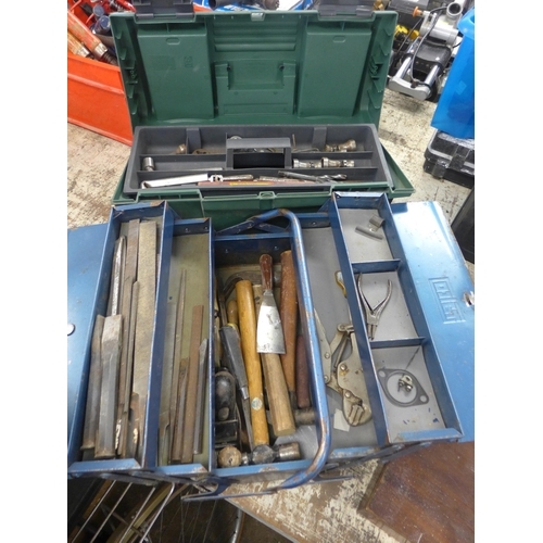 2165 - a tool box containing a mixed lot of engineering tools, a tool box containing chisels, hammers and f... 