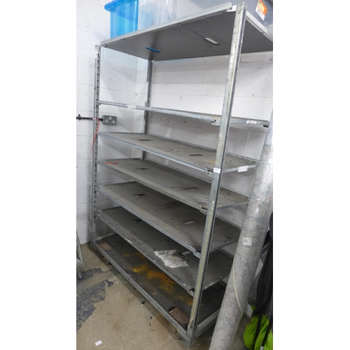 2466 - Mobile 6 shelf approx 6ft x 7ft tall plant display trolley/greenhouse rack