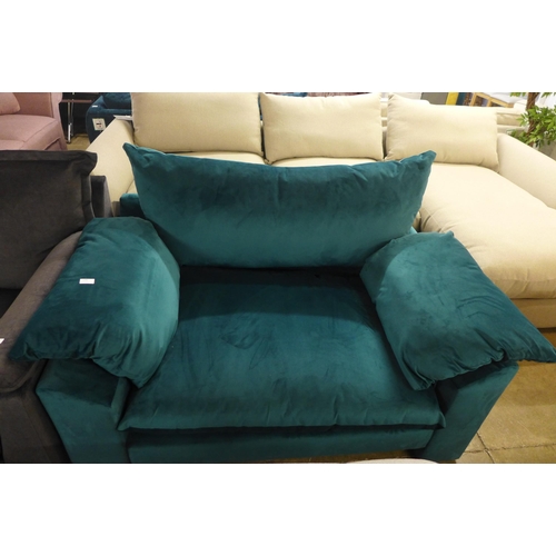 1301 - A teal velvet love seat