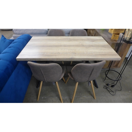 1337 - A Kamala 1.4m dining table and four brown Durada chairs