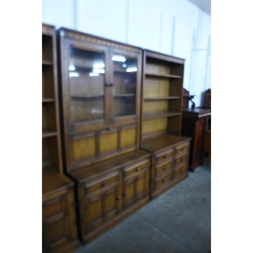 104 - A large Ercol Golden Dawn elm sectional wall unit