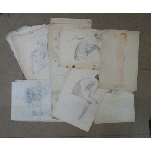 361 - Assorted nude portraits, studies in pencil and various anatomical pencil sketches, unframed