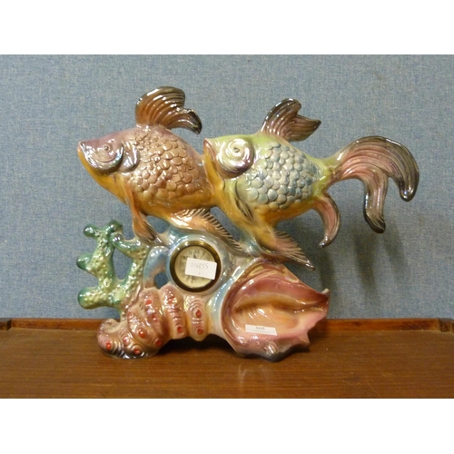 366 - A German decorative fish mantel clock