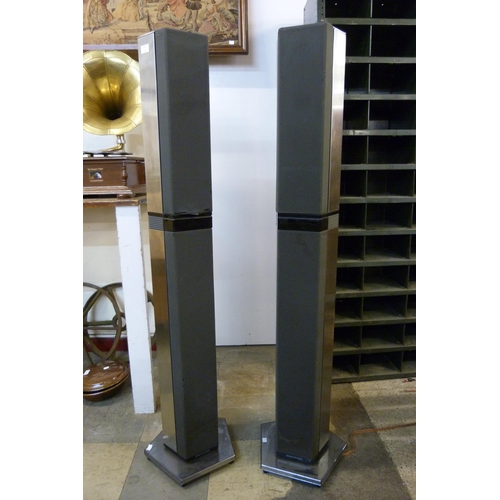 412 - A pair of Bang & Olufsen chrome floor standing speakers