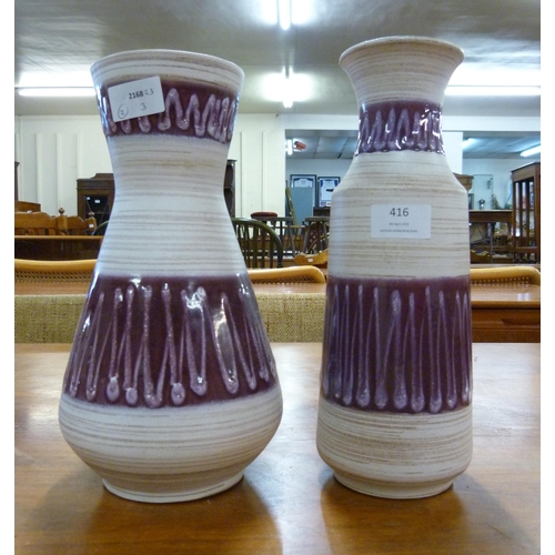 416 - Two glazed Austrian vases