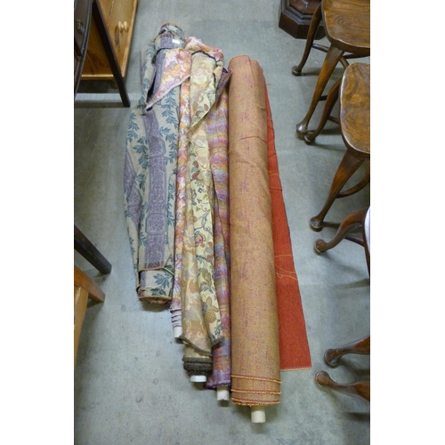 417 - Five assorted rolls of upholstery fabric