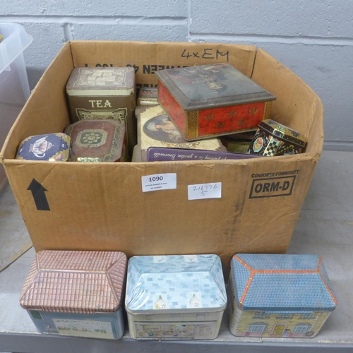 1090 - A box of vintage tins **PLEASE NOTE THIS LOT IS NOT ELIGIBLE FOR POSTING AND PACKING**