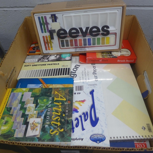 1095 - A box of artist's books and equipment **PLEASE NOTE THIS LOT IS NOT ELIGIBLE FOR POSTING AND PACKING... 