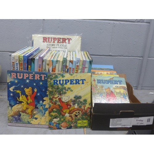 1098 - Rupert jigsaw puzzle books (all pieces intact) and two other Rupert annuals **PLEASE NOTE THIS LOT I... 