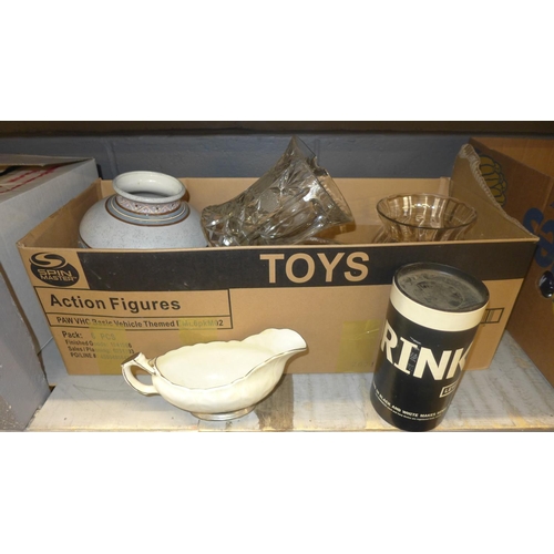 1106 - A collection of glassware, an Aynsley gravy boat and a vase **PLEASE NOTE THIS LOT IS NOT ELIGIBLE F... 