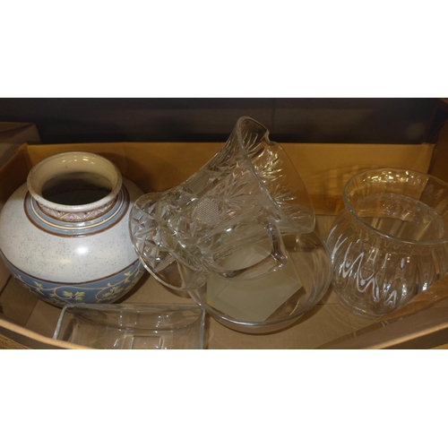 1106 - A collection of glassware, an Aynsley gravy boat and a vase **PLEASE NOTE THIS LOT IS NOT ELIGIBLE F... 