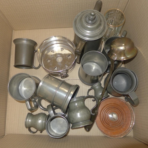 1116 - A collection of pewter tankards and other metalware **PLEASE NOTE THIS LOT IS NOT ELIGIBLE FOR POSTI... 