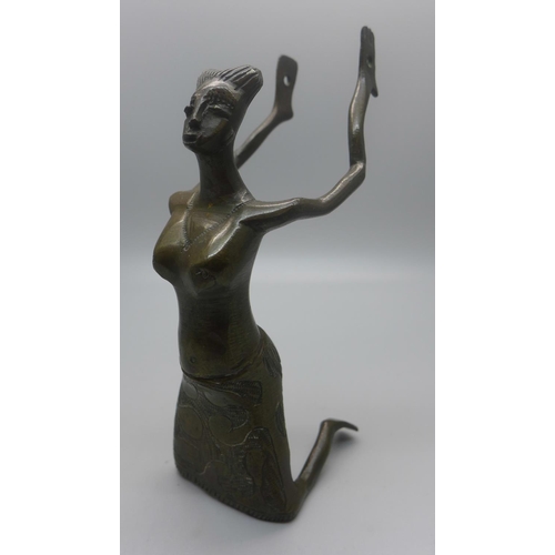 614 - A bronze African figure, 14cm