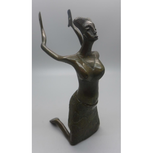 614 - A bronze African figure, 14cm