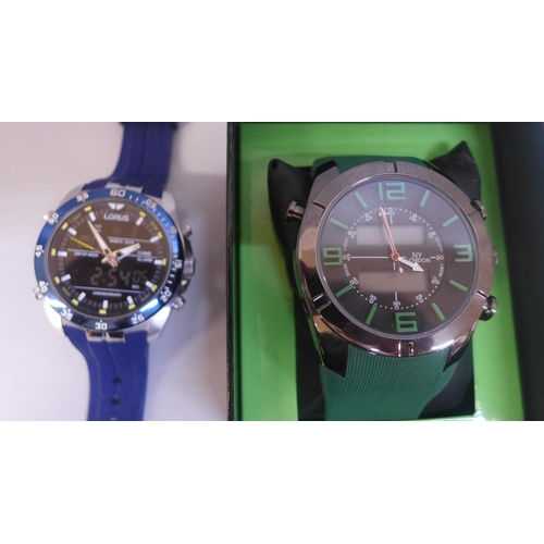 616 - A Lorus dual display wristwatch and a NY London wristwatch