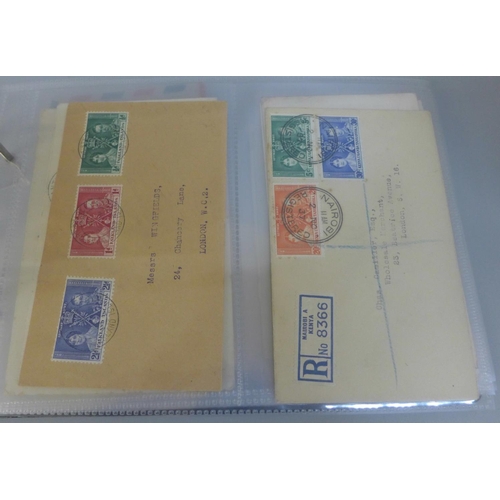 622 - Stamps:- KGVI commonwealth postal history in album, (54)