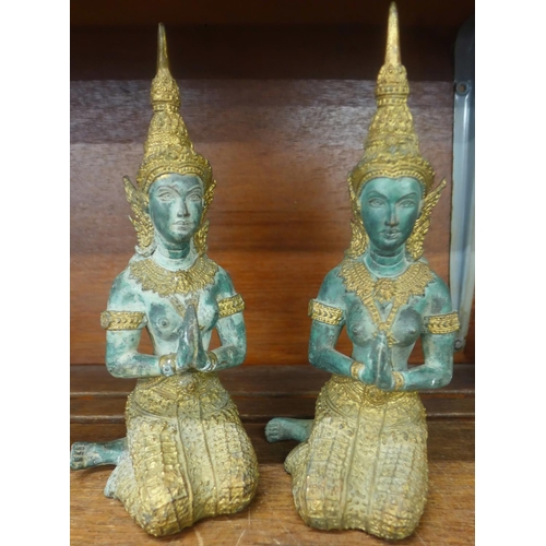 623 - A pair of Tibetan Guardian Angels bronzes, 22cm