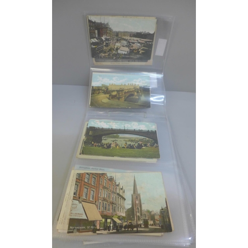 627 - A collection of Nottingham and Nottinghamshire postcards, (60)