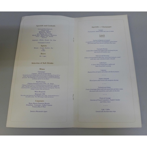 638 - Two Concorde New York-London in-flight menus and tickets