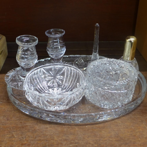 646 - Glass dressing table items