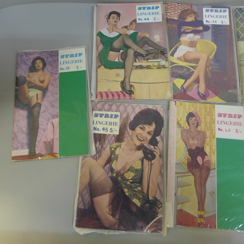 690 - Nine 1950's Strip Lingerie glamour publications