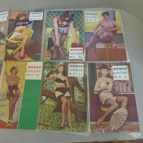 690 - Nine 1950's Strip Lingerie glamour publications