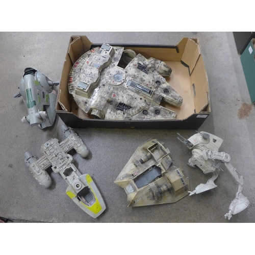 696 - Star Wars original toys job lot: Millennium Falcon, At-At Walker, etc.