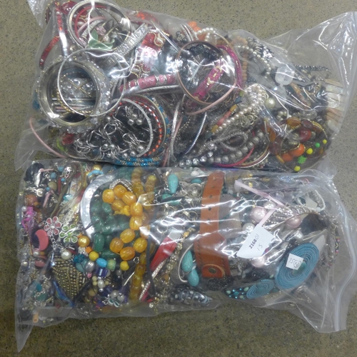 697 - Two bags of costume jewellery