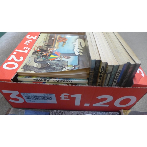 713 - A box of Giles softback books and two Broon's books