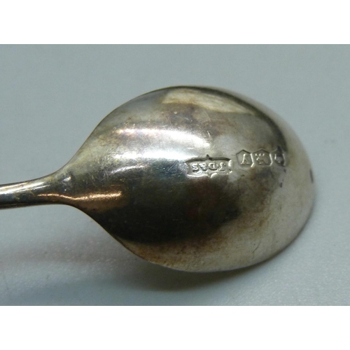 808 - A cased set of six silver coffee bean spoons, Sheffield 1941, 42g