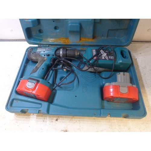 2027 - Makita cordless drill with charger and two batteries