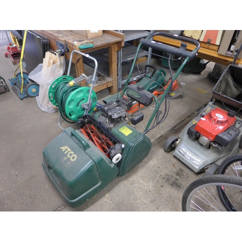 2469 - Atco Balmoral 14SE petrol-driven lawnmower with collector, scarifier cassette (inserted) and mower c... 