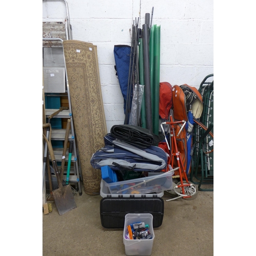 2486 - Job lot of approx 50 fishing items: reels, rods, rod bags, large qty. of mixed line, hooks, pole hol... 