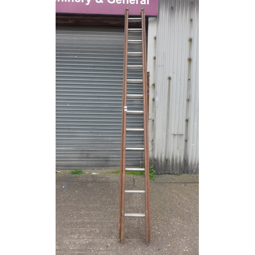 2493 - Double 13 rung wooden ladder