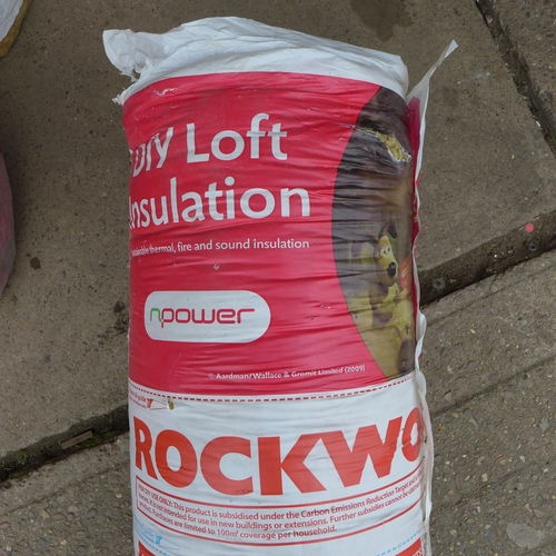 2509 - 3 Rolls of Rockwool loft insulation plus sack of Rockwool lagging