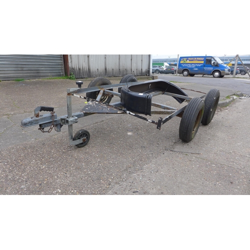 2510 - Approx 5ft x 4ft 4-wheel/dual axle steel frame trailer with mud guards and jockey wheel