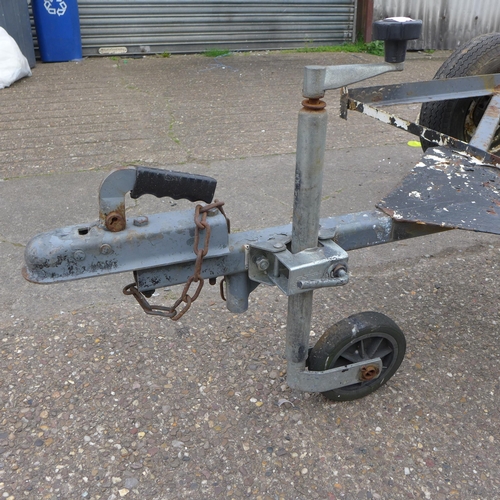 2510 - Approx 5ft x 4ft 4-wheel/dual axle steel frame trailer with mud guards and jockey wheel