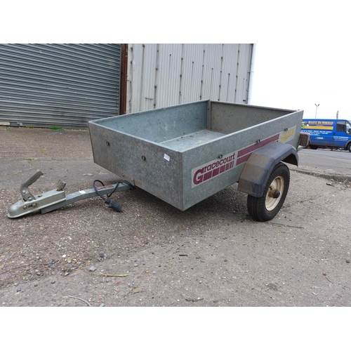 2511 - Approx 4ft x 3ft galvanised drop-back Gracecourt skivvy trailer