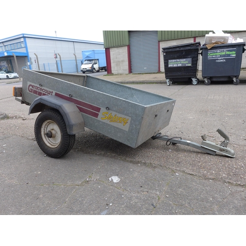 2511 - Approx 4ft x 3ft galvanised drop-back Gracecourt skivvy trailer