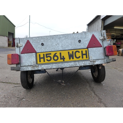 2511 - Approx 4ft x 3ft galvanised drop-back Gracecourt skivvy trailer