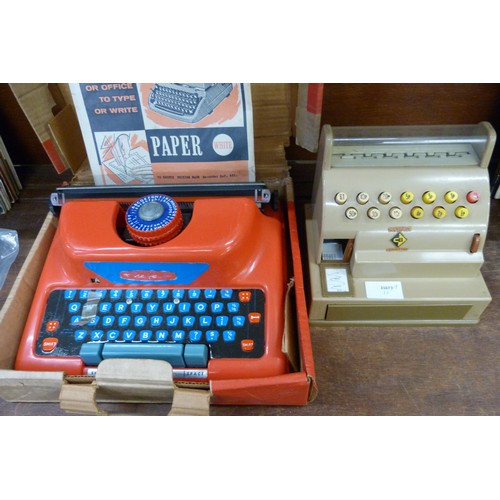 669 - A Mettoy children's typewriter and a till