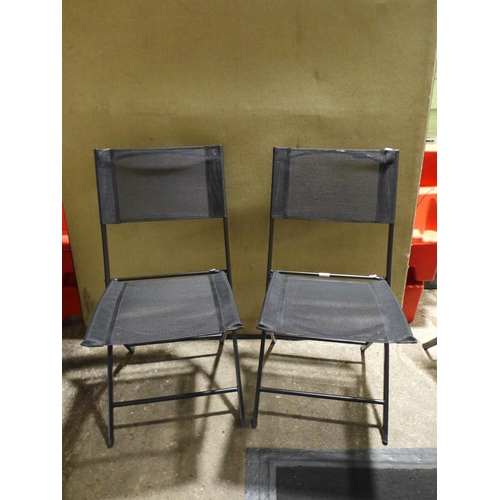 3029 - Pair of black mesh folding garden/camping chairs