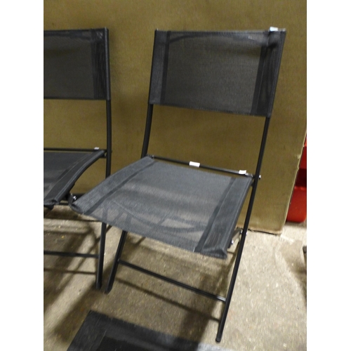 3029 - Pair of black mesh folding garden/camping chairs