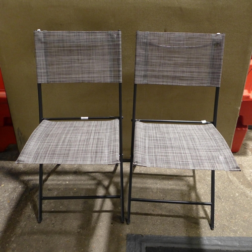 3030 - Pair of grey mesh folding garden/camping chairs