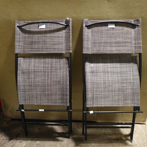 3030 - Pair of grey mesh folding garden/camping chairs