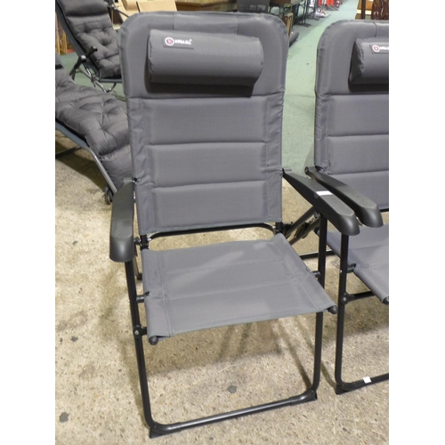 3033 - Pair Of Homecall Grey padded folding garden/camping chairs - original RRP £130